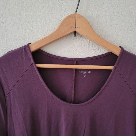 Garnet Hill Purple Tencel Stretch Jersey Knit Scoop Neck Dress Size Medium - Picture 3 of 8